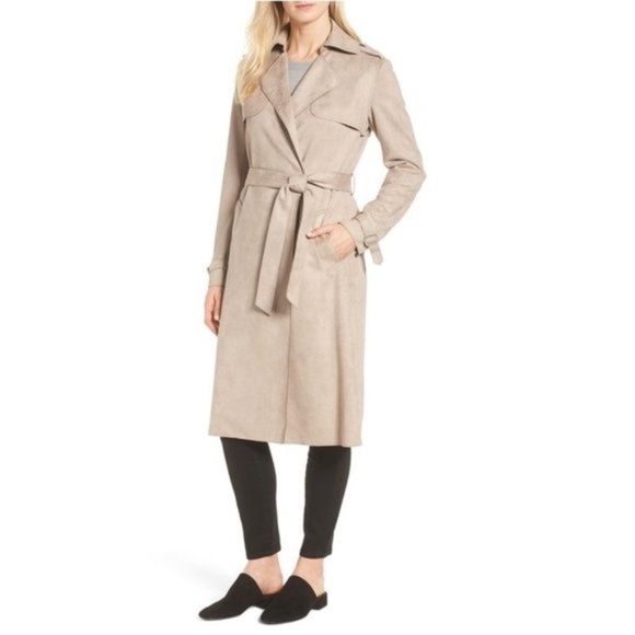 T Tahari Mel Faux Suede Trench Coat - Picture 2 of 13